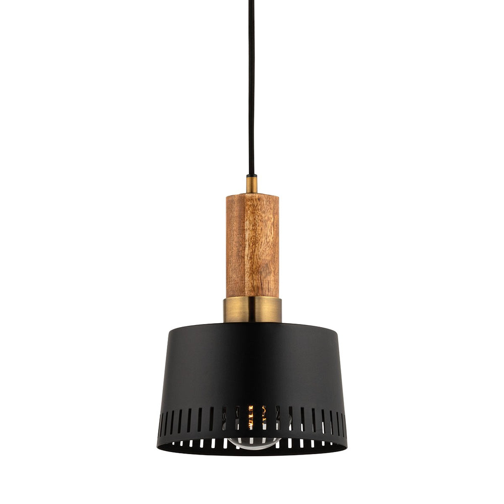 Troy Lighting - F8608-PBR/SBK - One Light Pendant - Memphis - Patina Brass