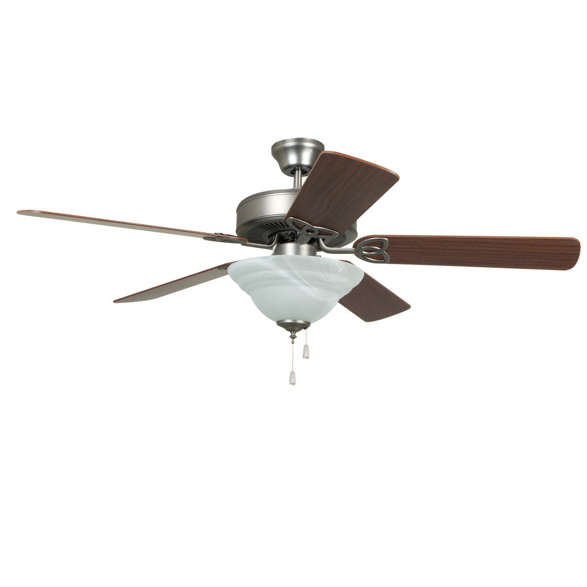 Craftmade - BLD52BNK5C1 - Builder Deluxe 52" 52" Ceiling Fan in Brushed Polished Nickel w/Ash-Mahogany Blades Finish - Builder Deluxe 52"