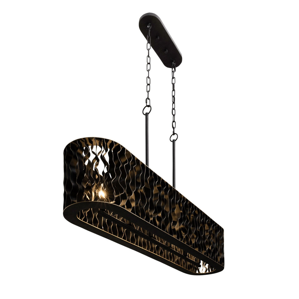 Varaluz - 380N06MBFG - Six Light Linear Pendant - Estela - Matte Black/French Gold