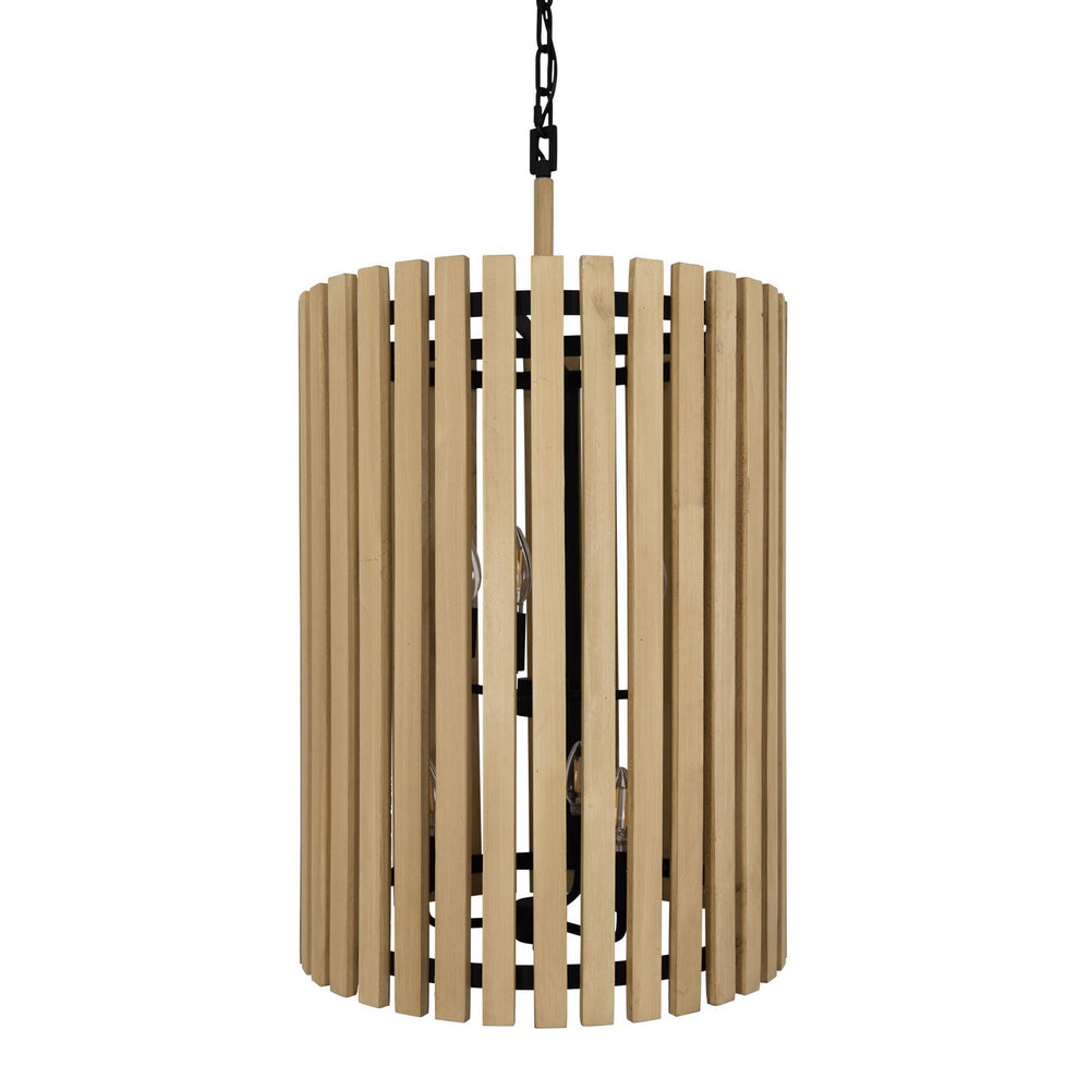 Varaluz - 387F06MBH - Six Light Foyer Pendant - Suratto - Matte Black/Honey Blonde