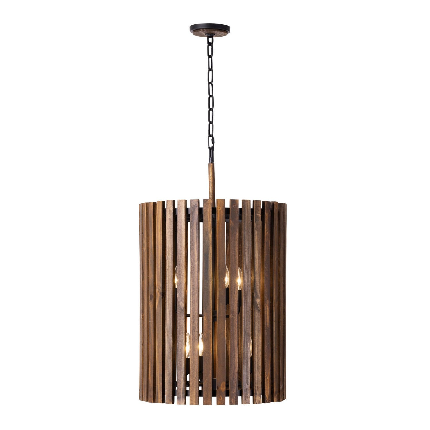 Varaluz - 387F06MBW - Six Light Foyer Pendant - Suratto - Matte Black/Medium Walnut