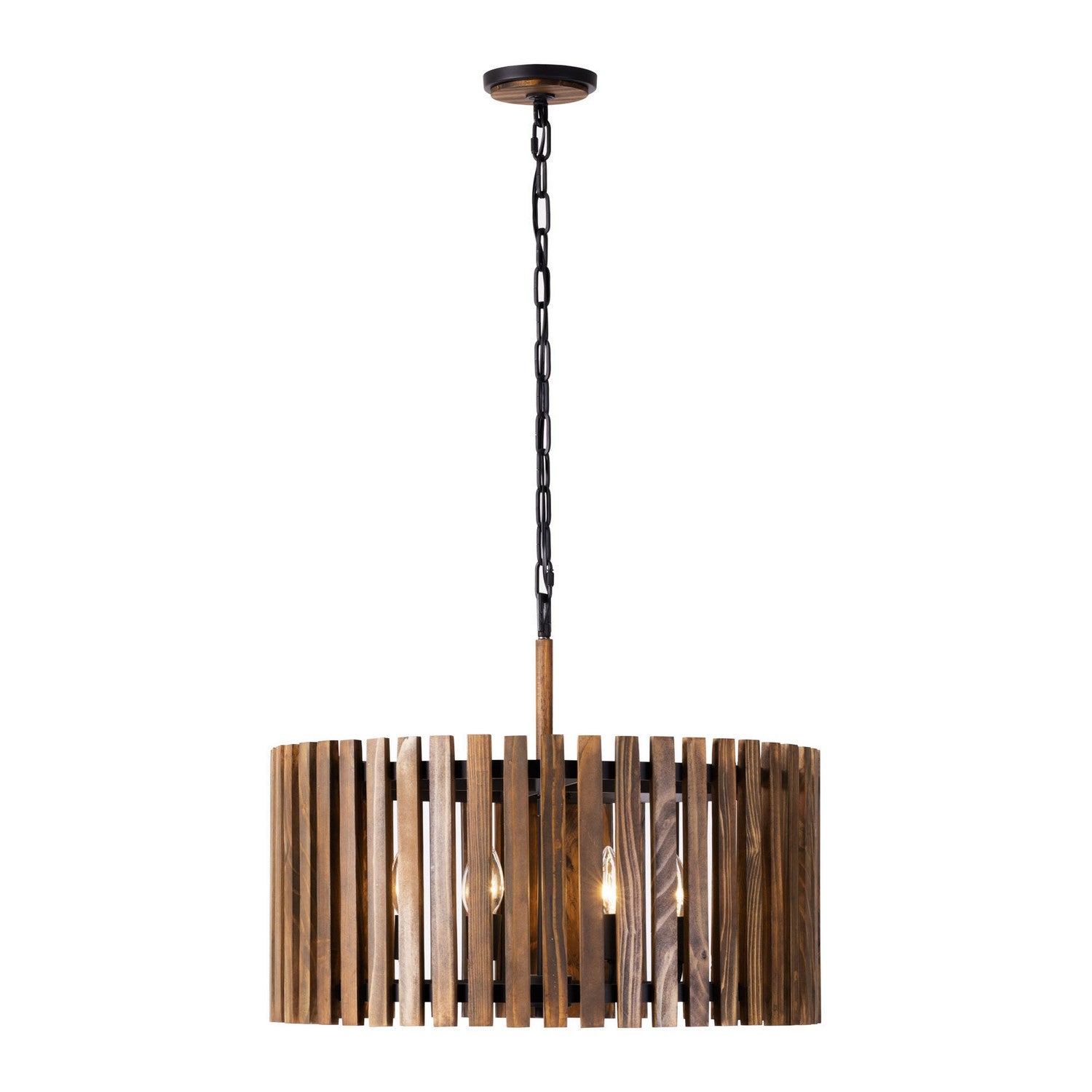 Varaluz - 387P06MBW - Six Light Pendant - Suratto - Matte Black/Medium Walnut