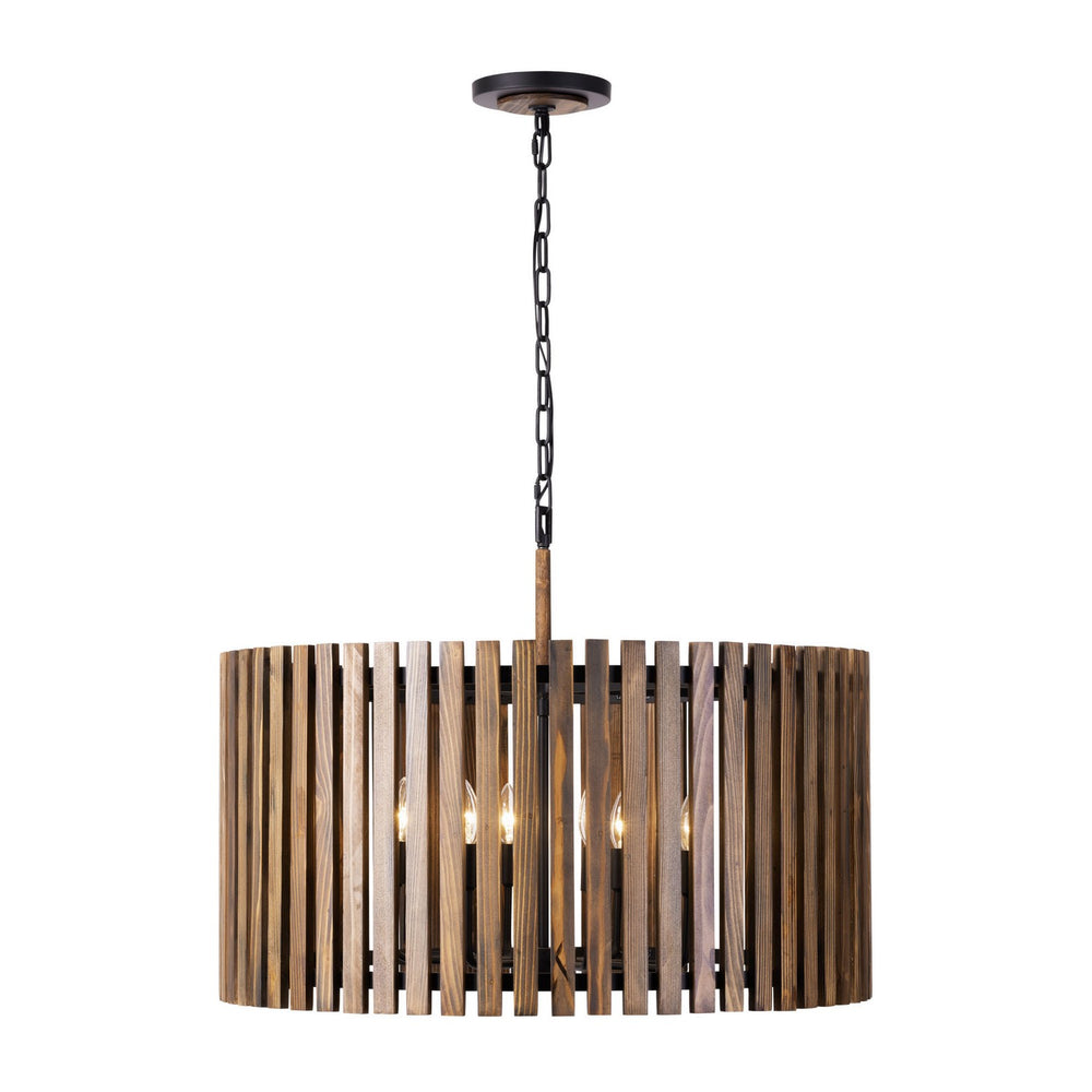 Varaluz - 387P08MBW - Eight Light Pendant - Suratto - Matte Black/Medium Walnut