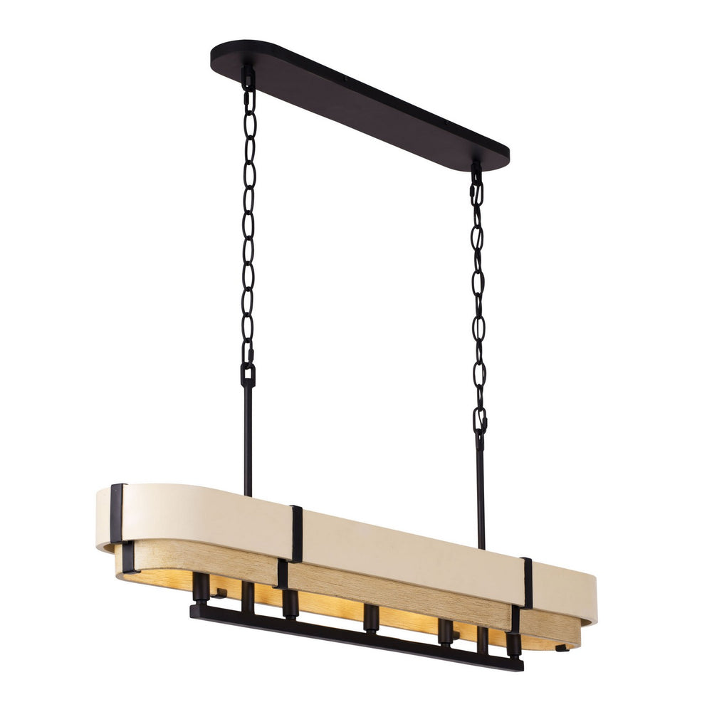 Varaluz - 389N05MBHN - Five Light Linear Pendant - Blonde Moment - Matte Black/Honey/Medium Oak