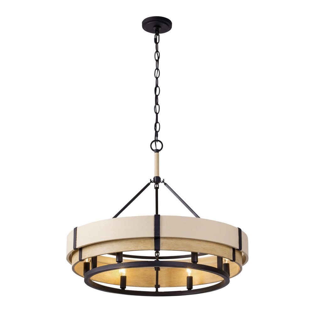 Varaluz - 389P06MBHN - Six Light Pendant - Blonde Moment - Matte Black/Honey/Medium Oak