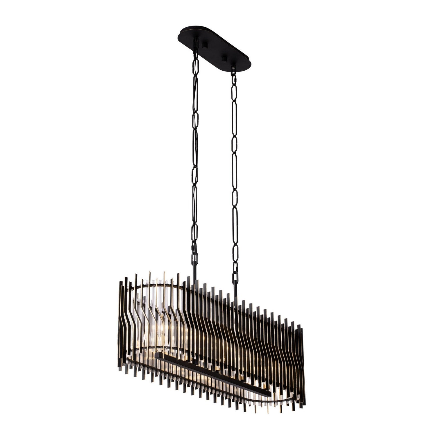 Varaluz - 393N05MBFG - Five Light Linear Pendant - Park Row - Matte Black/French Gold