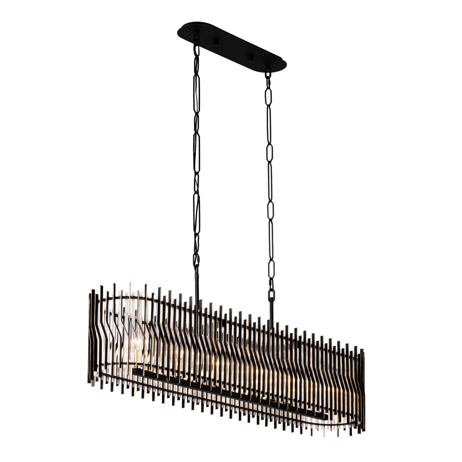 Varaluz - 393N06MBFG - Six Light Linear Pendant - Park Row - Matte Black/French Gold