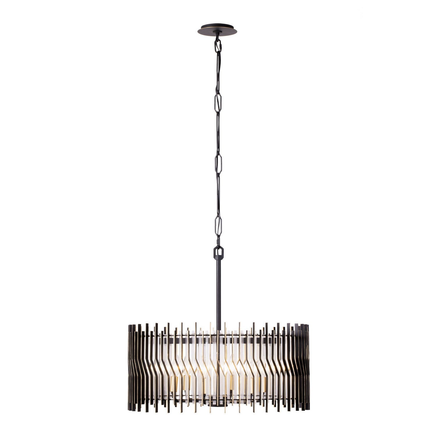 Varaluz - 393P06MBFG - Six Light Pendant - Park Row - Matte Black/French Gold