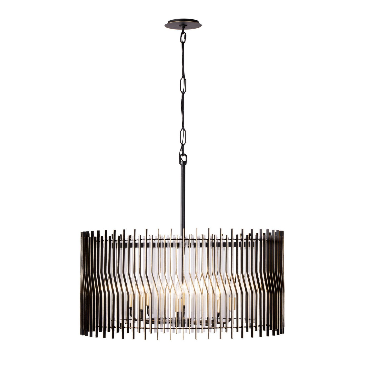 Varaluz - 393P08MBFG - Eight Light Pendant - Park Row - Matte Black/French Gold