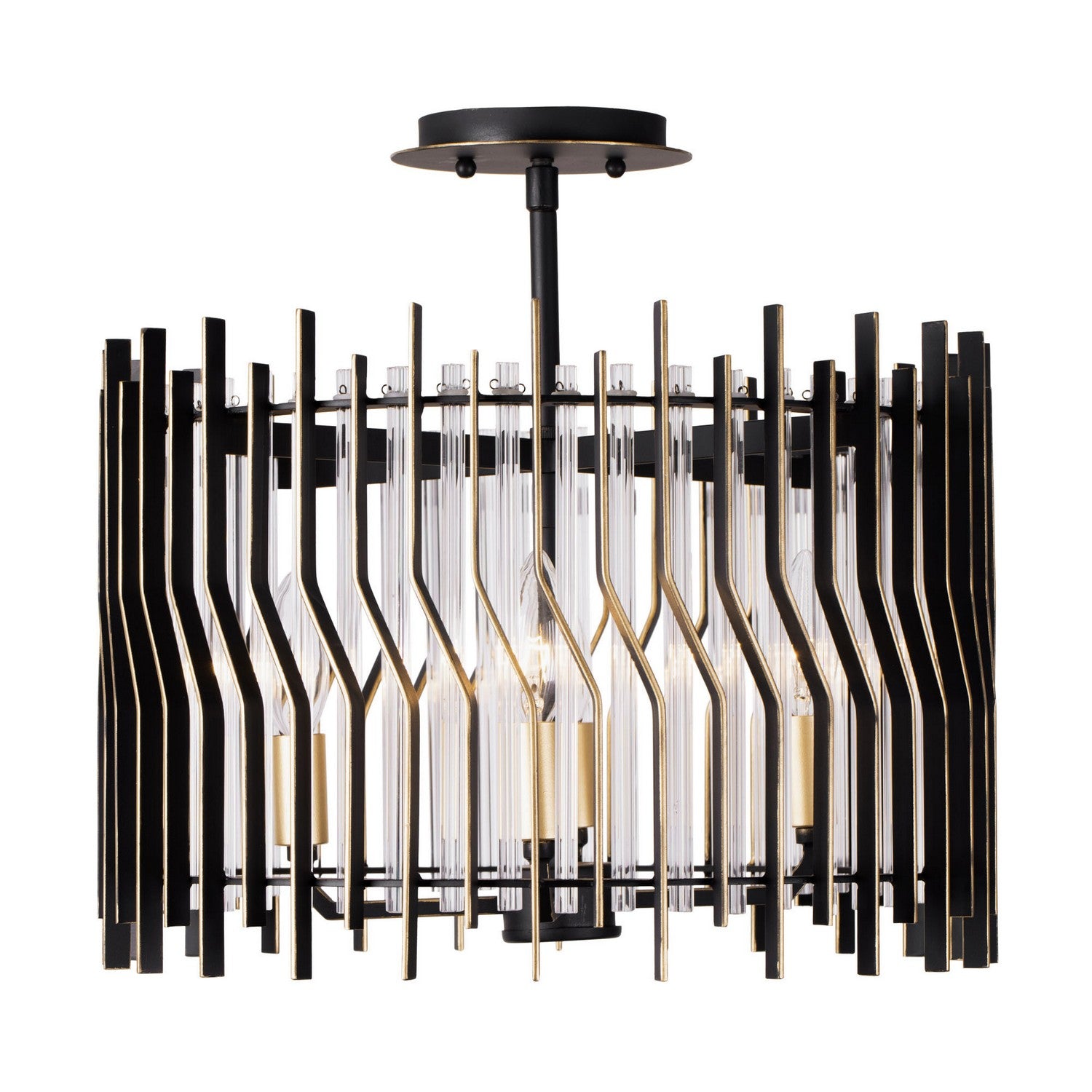 Varaluz - 393S04MBFG - Four Light Semi-Flush Mount - Park Row - Matte Black/French Gold