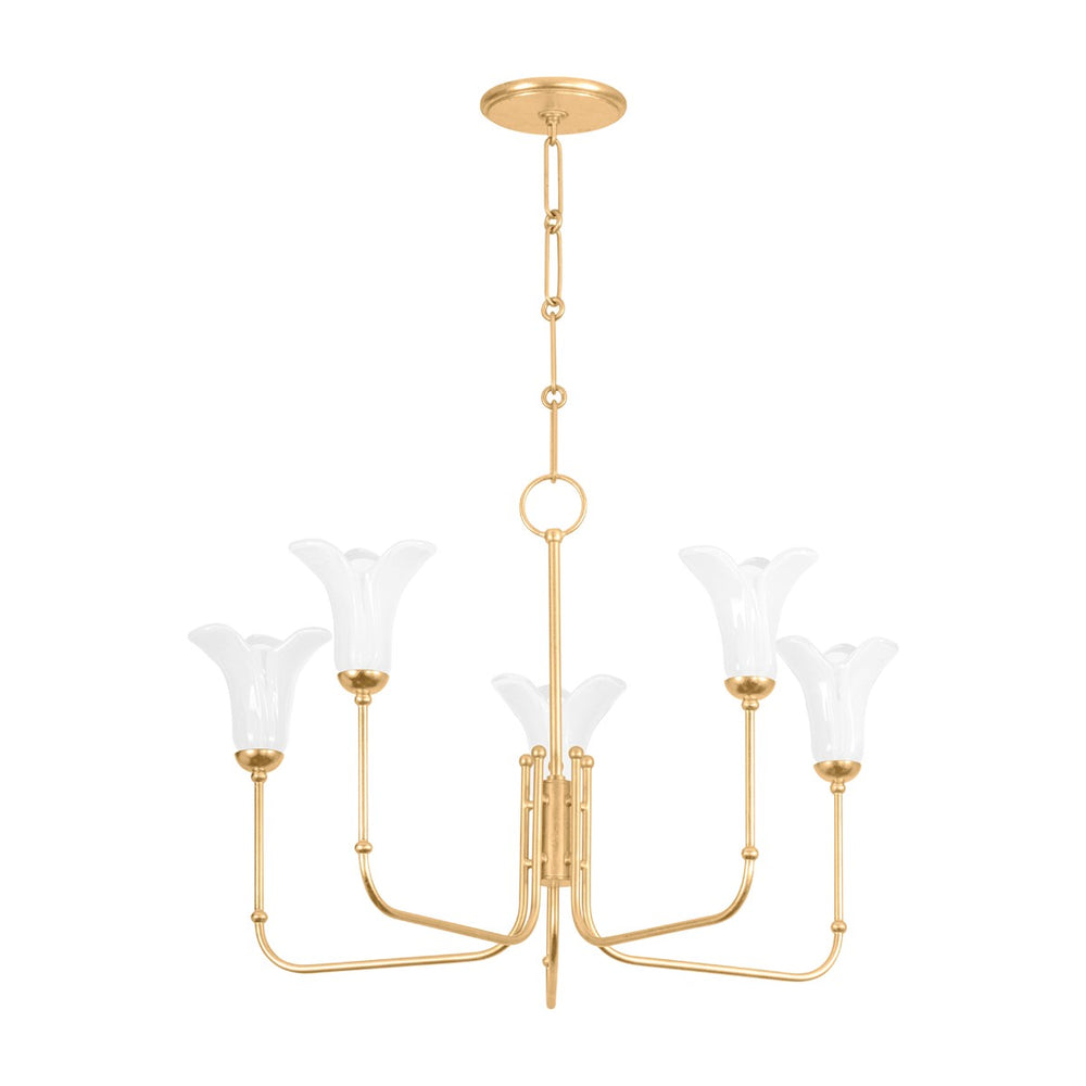 Hudson Valley - 3345-VGL - Five Light Chandelier - Montclair - Vintage Gold Leaf