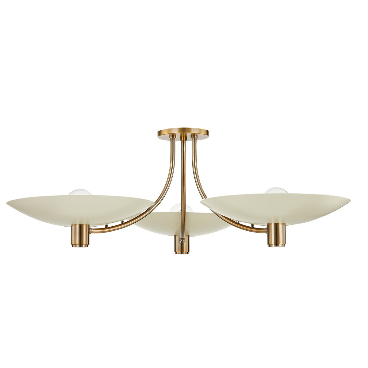 Troy Lighting - C1441-PBR/SSD - Three Light Semi Flush Mount - Wolfe - Patina Brass And Soft Sand