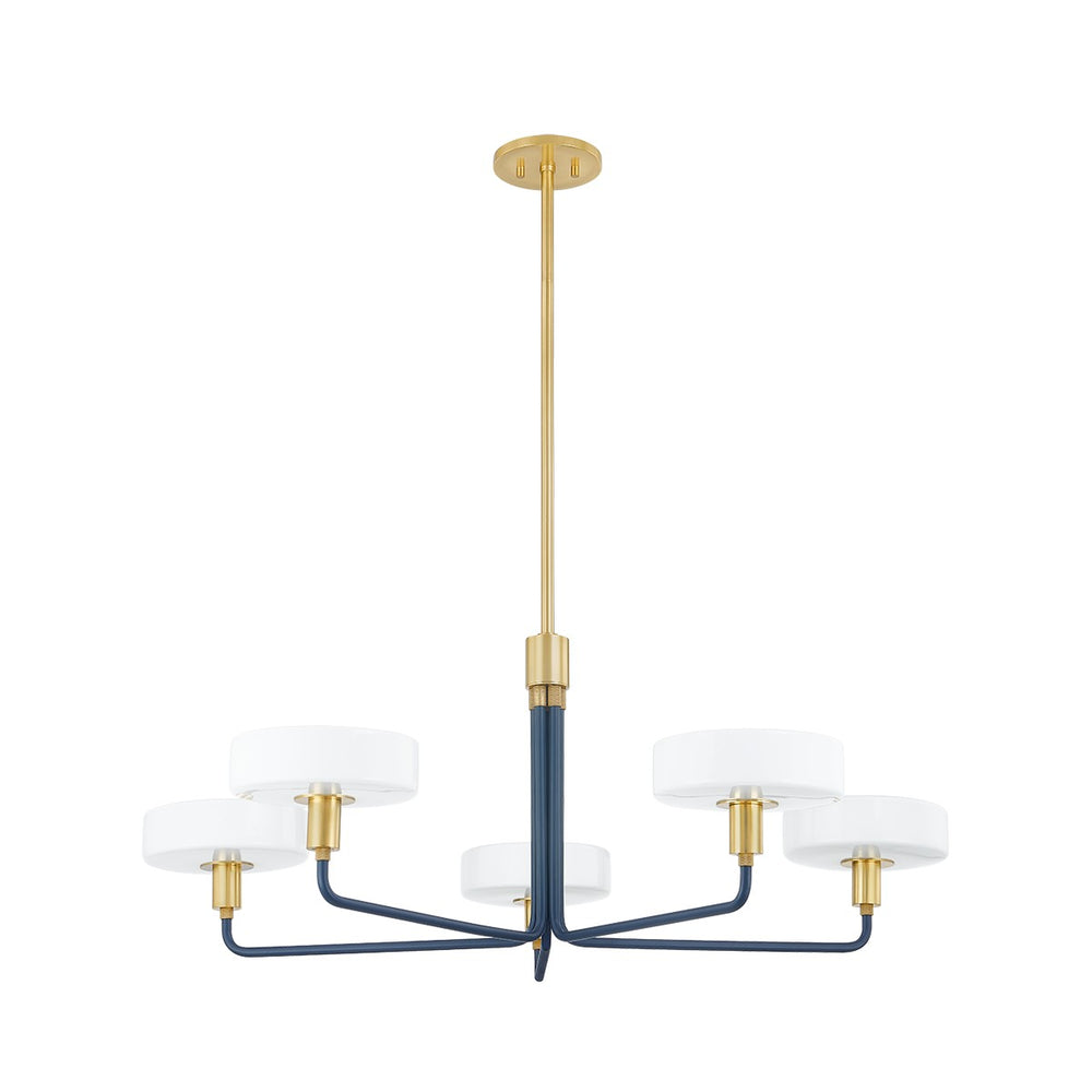 Mitzi - H886805-AGB/SBL - Five Light Chandelier - Aston - Aged Brass/Slate Blue