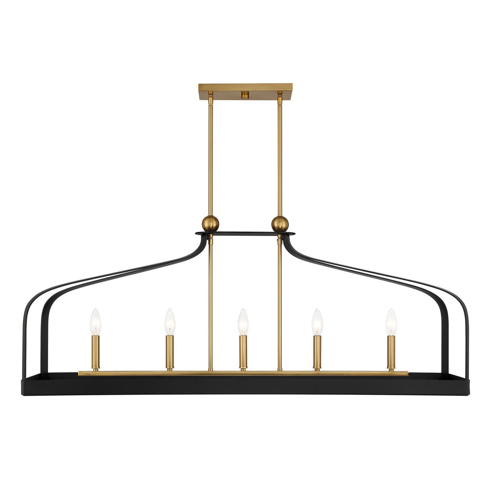 Savoy House - 1-7804-5-143 - Five Light Linear Chandelier - Sheffield - Matte Black with Warm Brass Accents