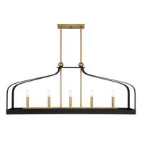 Savoy House - 1-7804-5-143 - Five Light Linear Chandelier - Sheffield - Matte Black with Warm Brass Accents