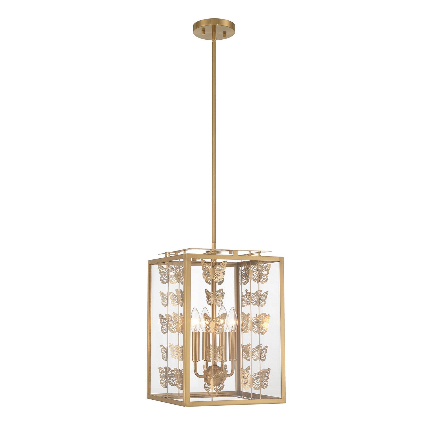 Savoy House - 3-4197-4-322 - Four Light Pendant - Birch - Warm Brass