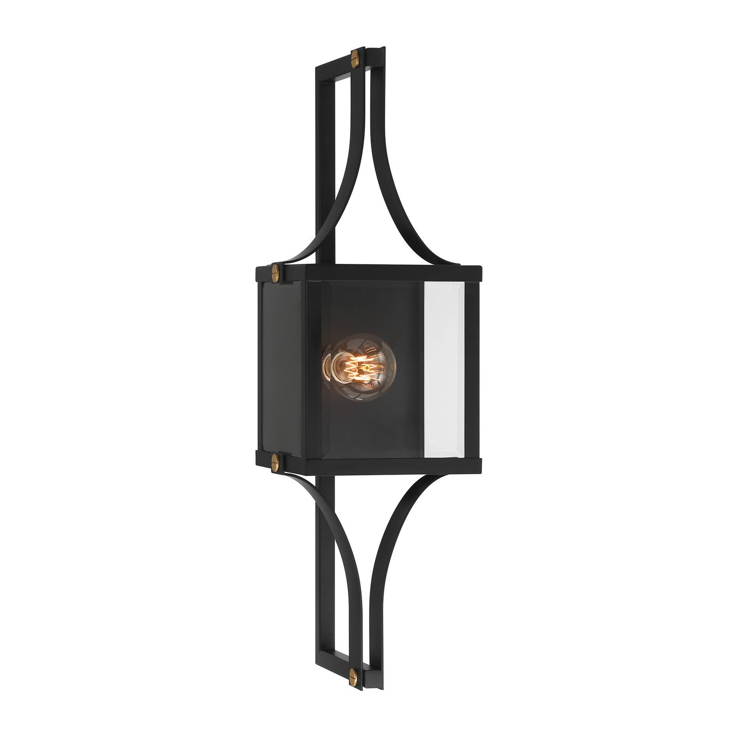 Savoy House - 5-472-144 - One Light Outdoor Wall Lantern - Raeburn - Matte Black and Weathered Brushed Brass