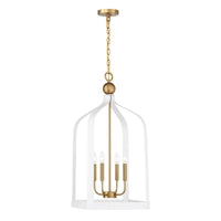 Savoy House - 7-7802-4-142 - Four Light Pendant - Sheffield - White with Warm Brass Accents