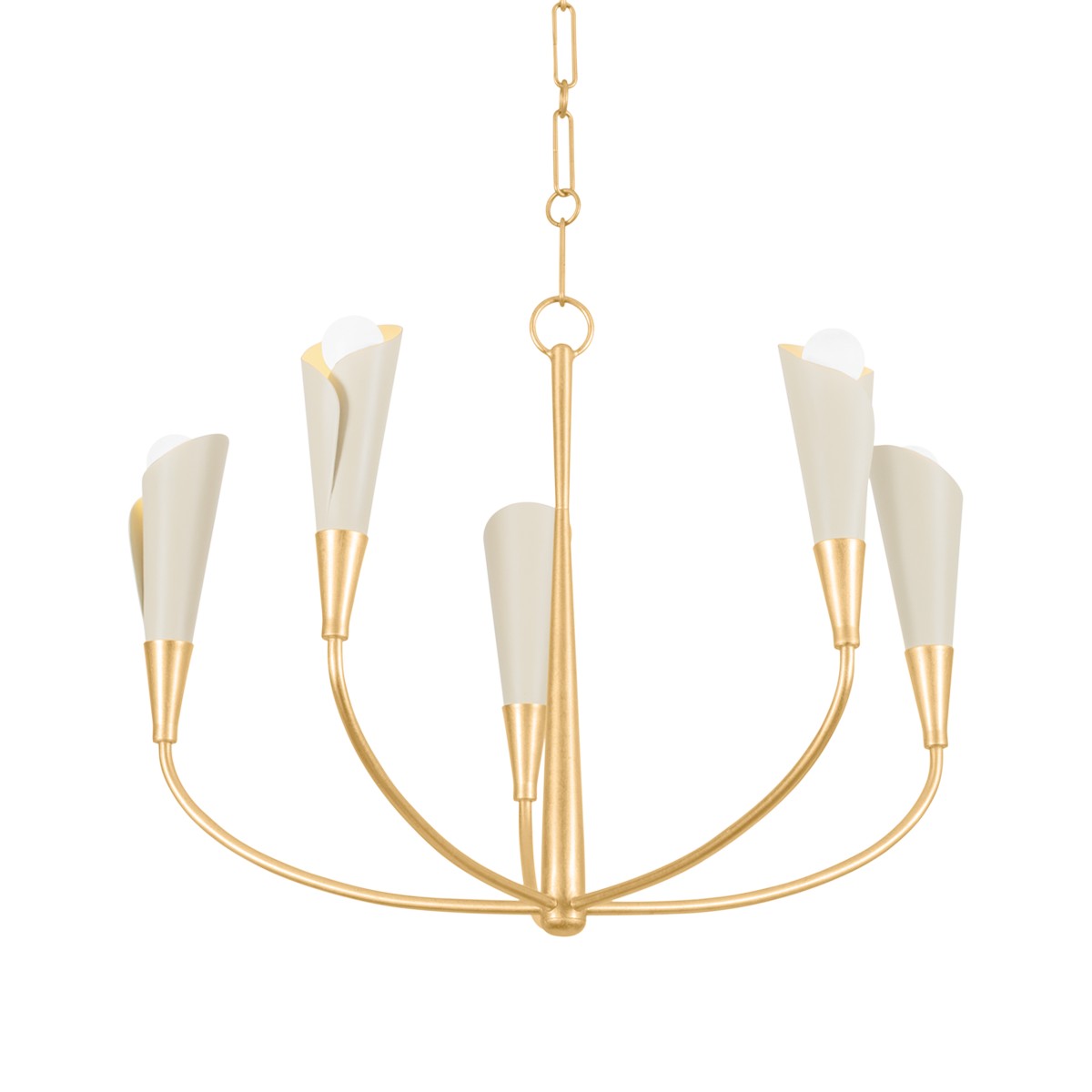 Hudson Valley - 3155-VGL/SSD - Five Light Chandelier - Montrose - Vintage Gold Leaf/Soft Sand