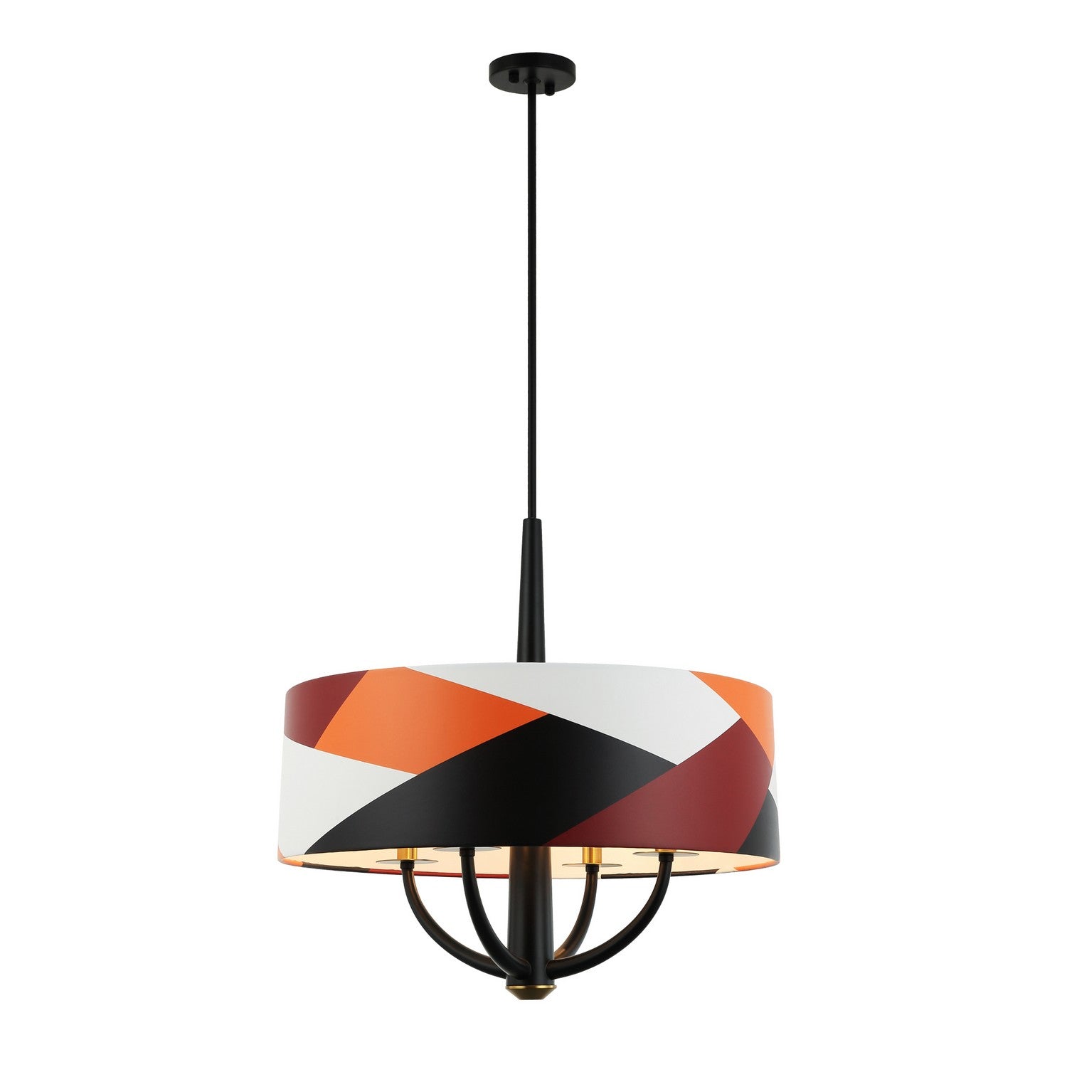 Varaluz - 501P04BLSB - Four Light Pendant - Patchwork - Black/Satin Brass/Patchwork