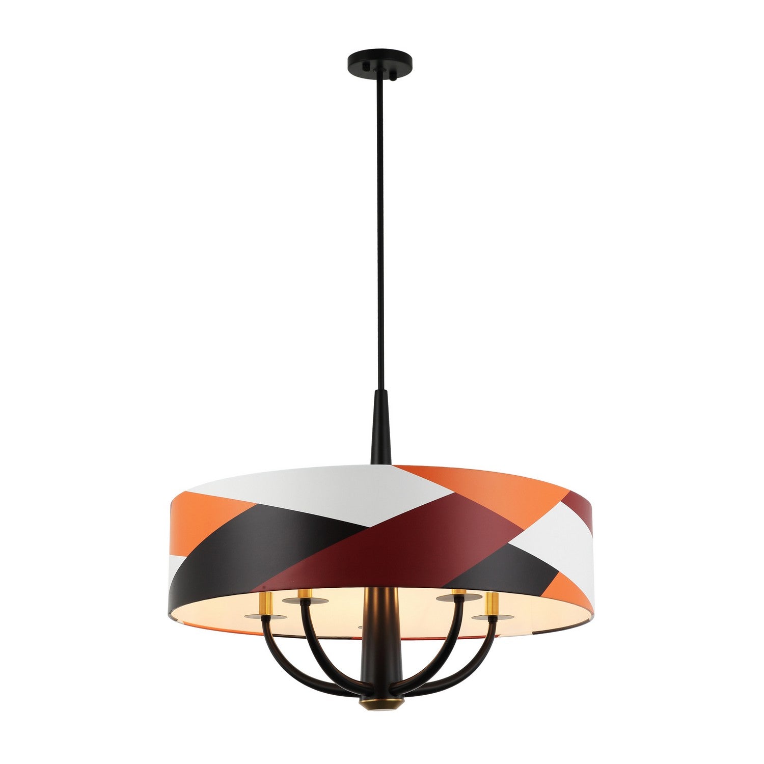 Varaluz - 501P05BLSB - Five Light Pendant - Patchwork - Black/Satin Brass/Patchwork