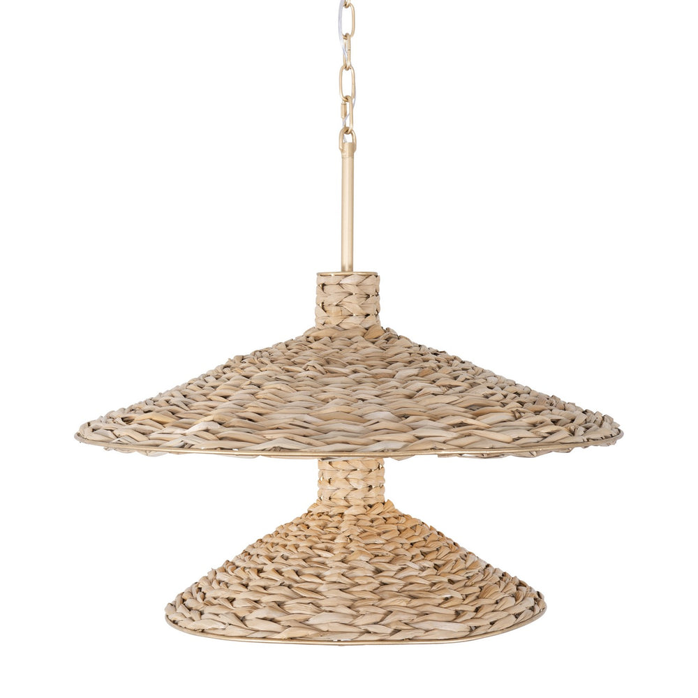 Varaluz - 502P09FGN - Nine Light Pendant - Hilton Head - French Gold/Natural Seagrass