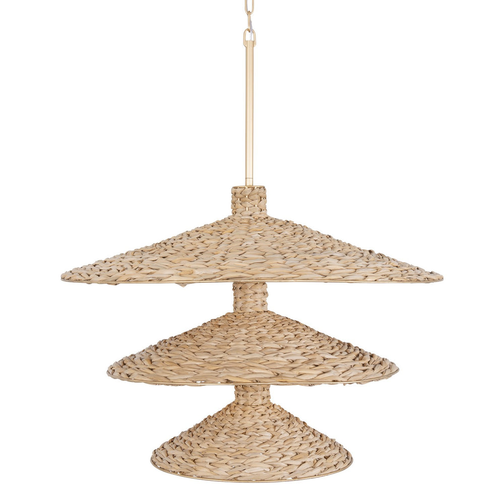 Varaluz - 502P15FGN - 15 Light Pendant - Hilton Head - French Gold/Natural Seagrass