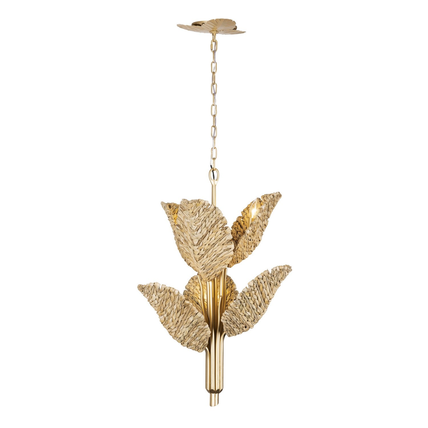 Varaluz - 901C06FGN - Six Light Chandelier - Banana Leaf - French Gold/Natural Seagrass