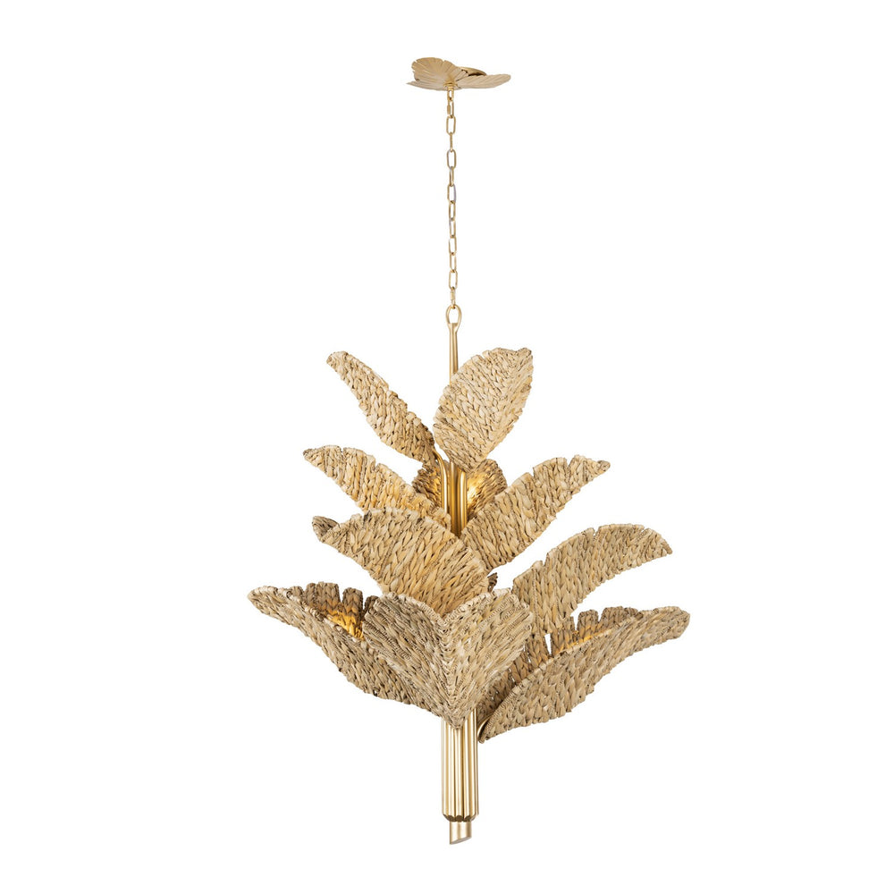 Varaluz - 901C12FGN - 12 Light Chandelier - Banana Leaf - French Gold/Natural Seagrass