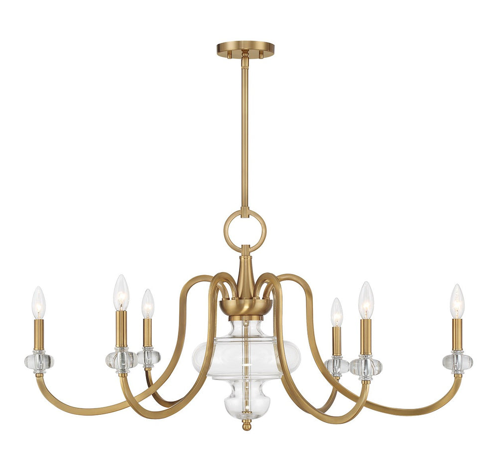 Savoy House - 1-5802-6-322 - Six Light Chandelier - Bergdorf - Warm Brass