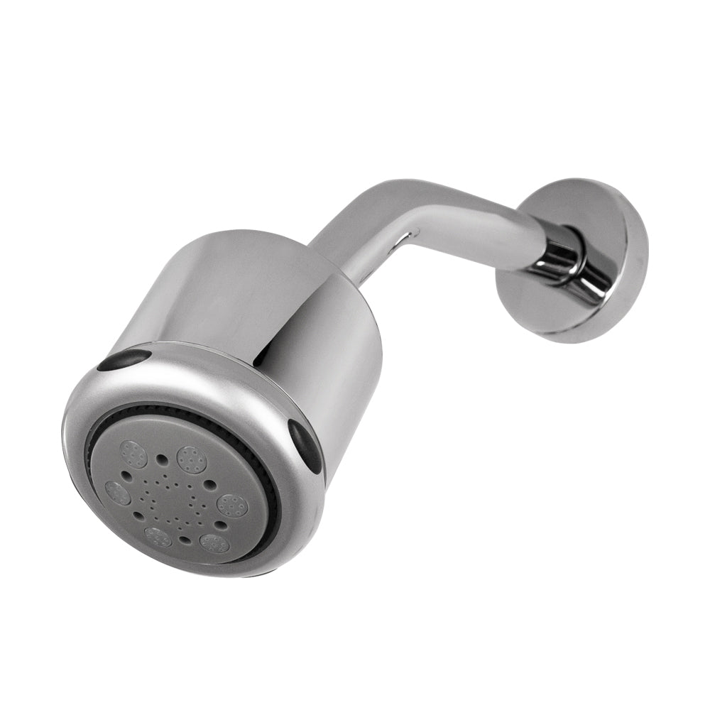 Wall-mount tilting round shower head, three jets. Arm and flange sold separately