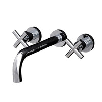 TRIM - Wall-mount three-hole faucet with three-hole faucet with two cross handles, no backplate, spout 9 7/8". Includes rough-in and trim. Water flow rate: 1 gpm pressure compensating aerator. - Maison&Co.