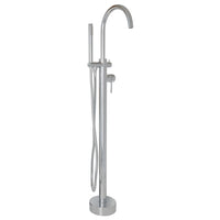 Floor-standing tub filler 37 1/4"H with one lever handle, two-way diverter, and hand-held shower with 59" flexible hose. Water flow rate: 7.2 gpm at 60 psi. - Maison&Co.