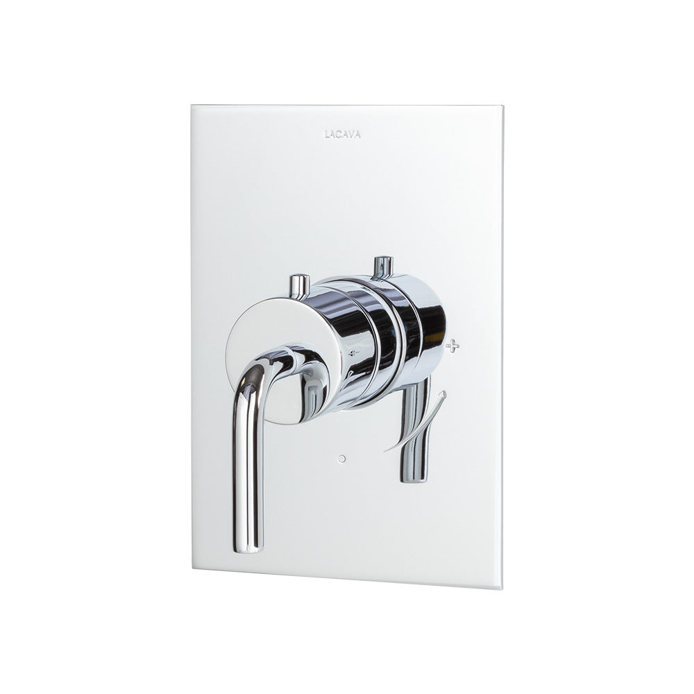 TRIM ONLY - Regular Thermostat, flow rate 10 GPM, curved lever handle on round knob, rectangular backplate - Maison&Co.