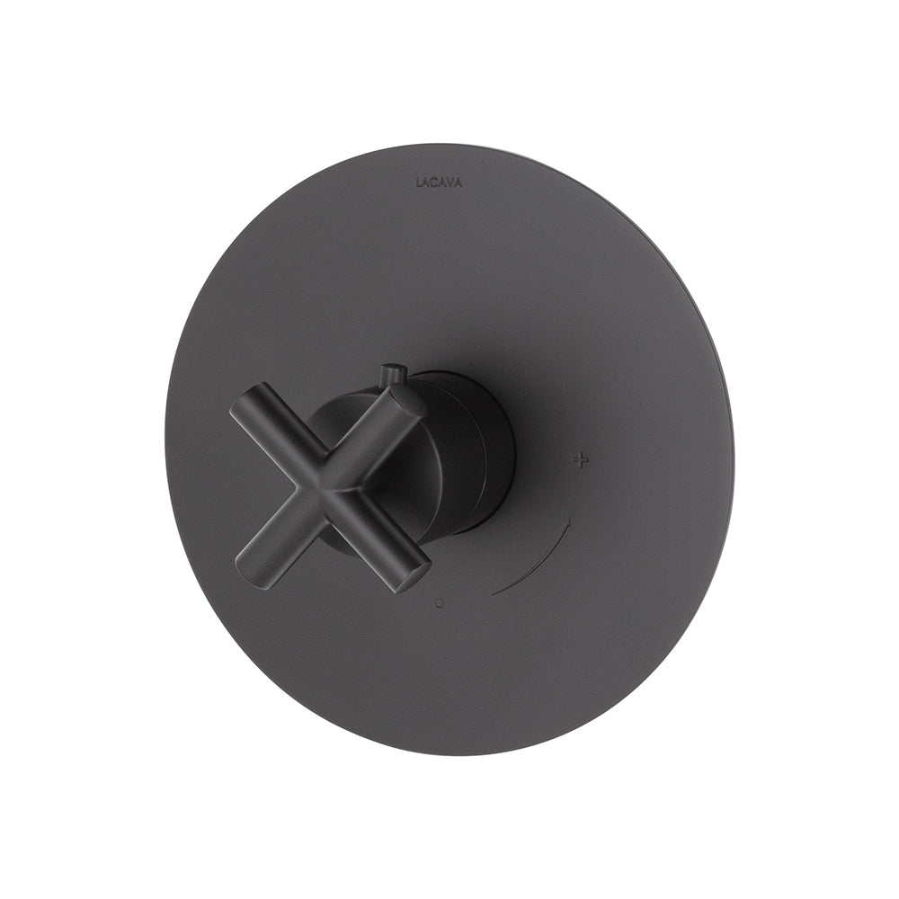 TRIM ONLY - Thermostatic Valve GPM 10 (60PSI) with round back plate and cross handle - Maison&Co.