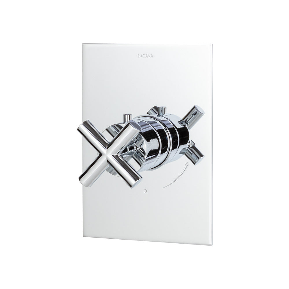 TRIM ONLY - Thermostatic Valve GPM 10 (60PSI) with rectangular back plate and cross handle - Maison&Co.