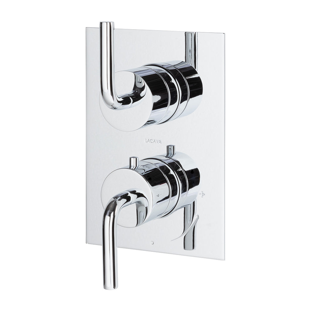 TRIM ONLY - Thermostat w 1-way volume with curved lever handles on round knobs, square back plate, flow rate 6.1 GPM - Maison&Co.