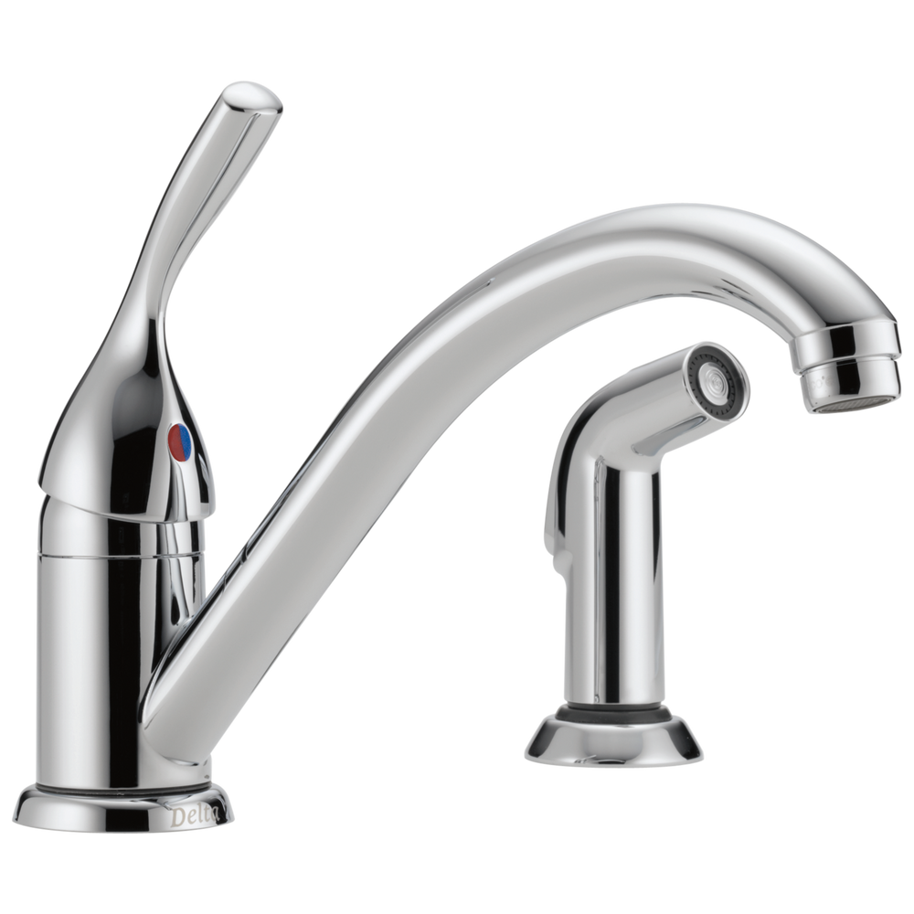 Delta 134 / 100 / 300 / 400 Series: Single Handle Kitchen Faucet with Spray