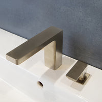 Deck mount two hole faucet with a square neck spout, lever handle, and a pop up drain SPOUT: 6", H:5 1/8" - Maison&Co.