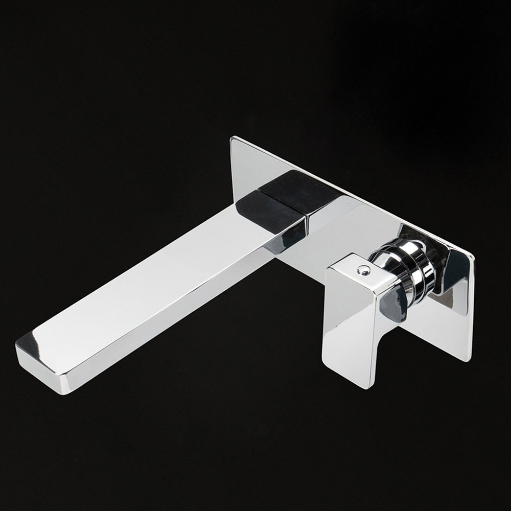 TRIM - Wall mount two hole faucet with one lever handle on the right and backplate SPOUT: 7 3/8", SPREAD  4"