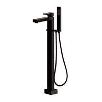 Floor standing single hole tub filler with one lever handle, two way diverter and hand held shower with 59inch flexible hose. SPOUT:10 1/2", H:34 3/8" - Maison&Co.