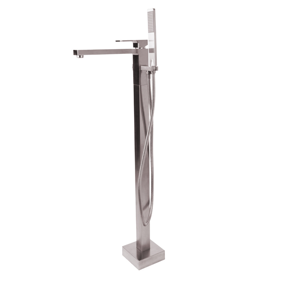 Floor standing single hole tub filler with one lever handle, two way diverter and hand held shower with 59inch flexible hose. SPOUT:10 1/2", H:34 3/8" - Maison&Co.