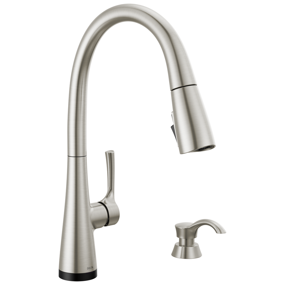 Delta AUBURN™: Single Handle Pull-Down Kitchen Faucet with Soap Dispenser and Touch2O Technology