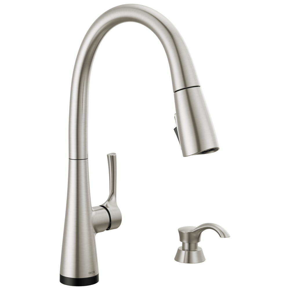 Delta AUBURN™: Single Handle Pull-Down Kitchen Faucet with Soap Dispenser and Touch2O Technology - Maison&Co.