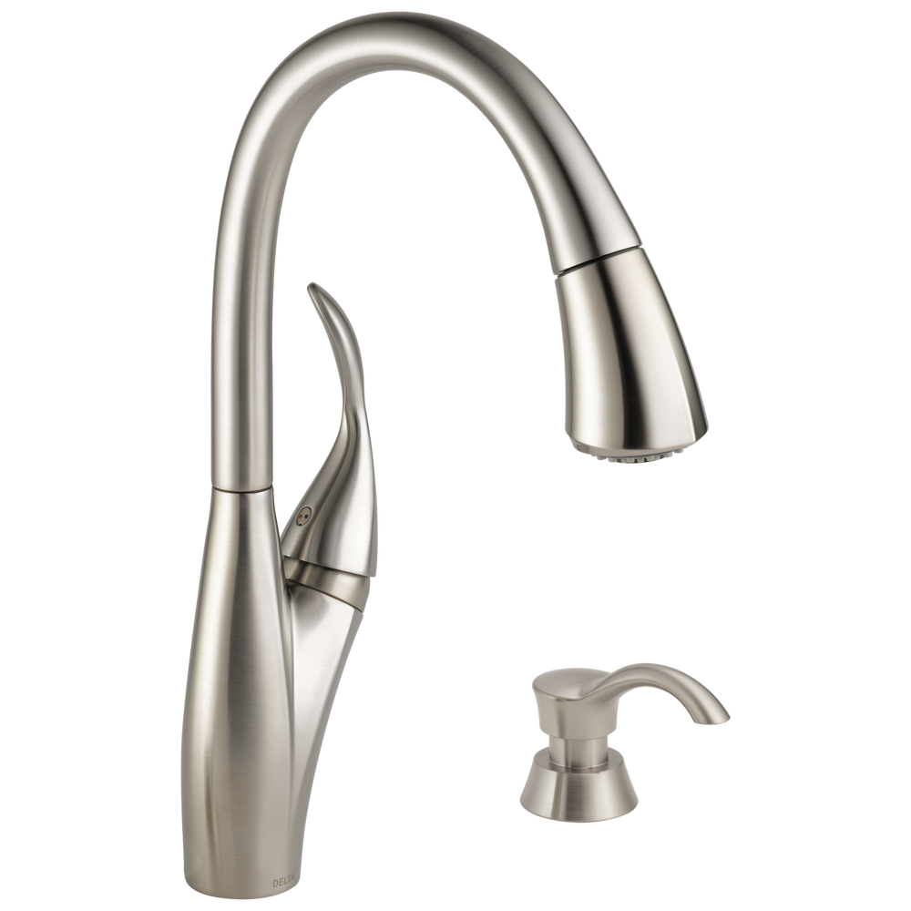 Delta Berkley®: Single Handle Pull-down Kitchen Faucet with MagnaTite and Soap Dispenser