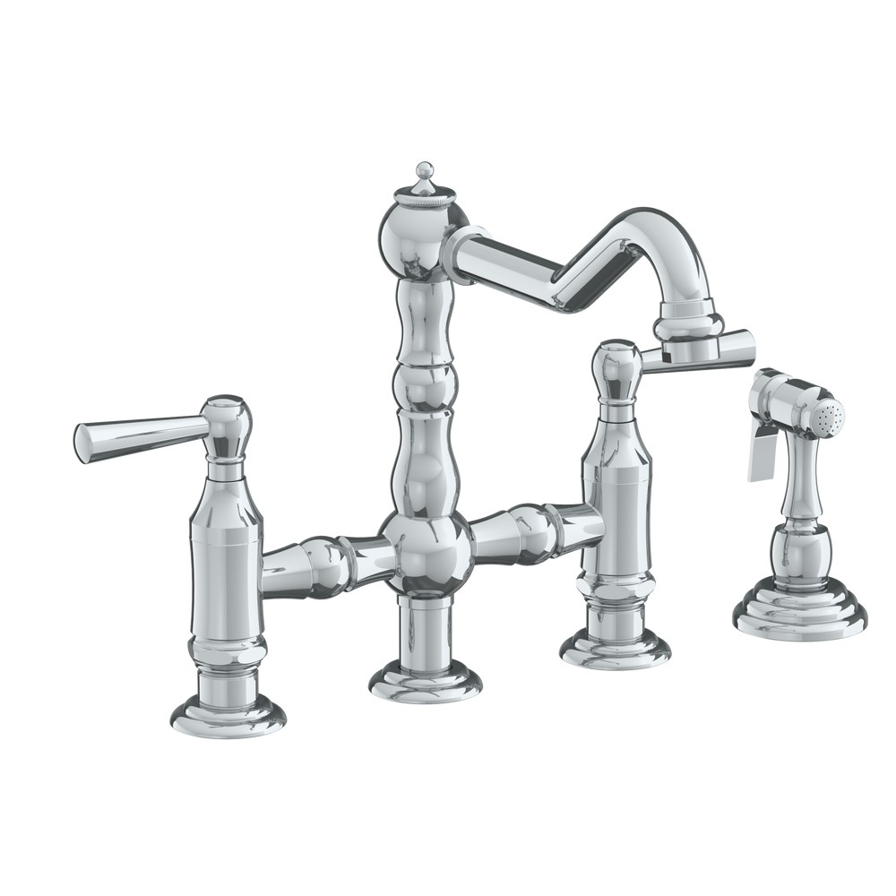 Deck Mounted Bridge Kitchen Faucet With Side Spray