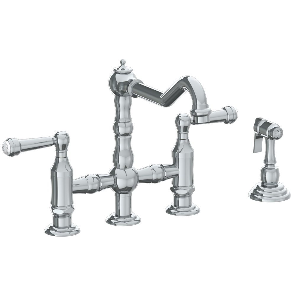 Deck Mounted Bridge Kitchen Faucet With Side Spray