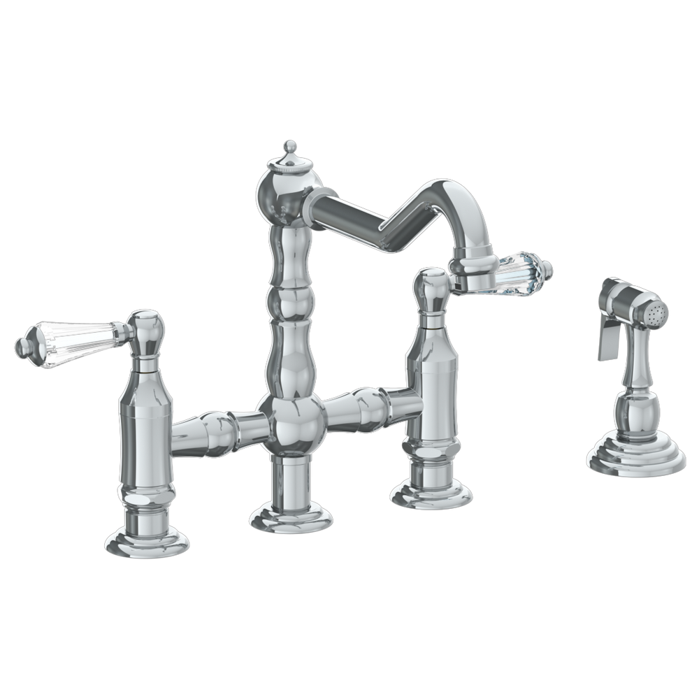 Deck Mounted Bridge Kitchen Faucet With Side Spray