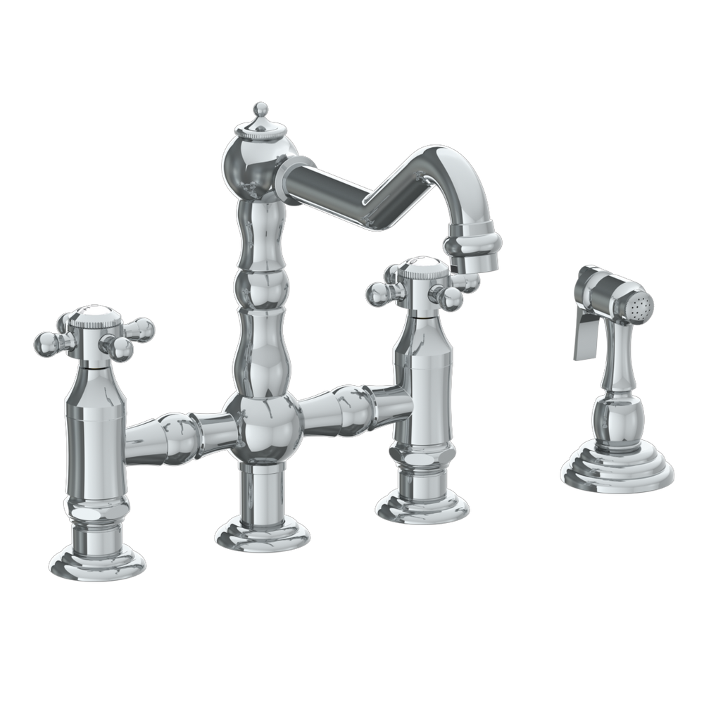 Deck Mounted Bridge Kitchen Faucet With Side Spray