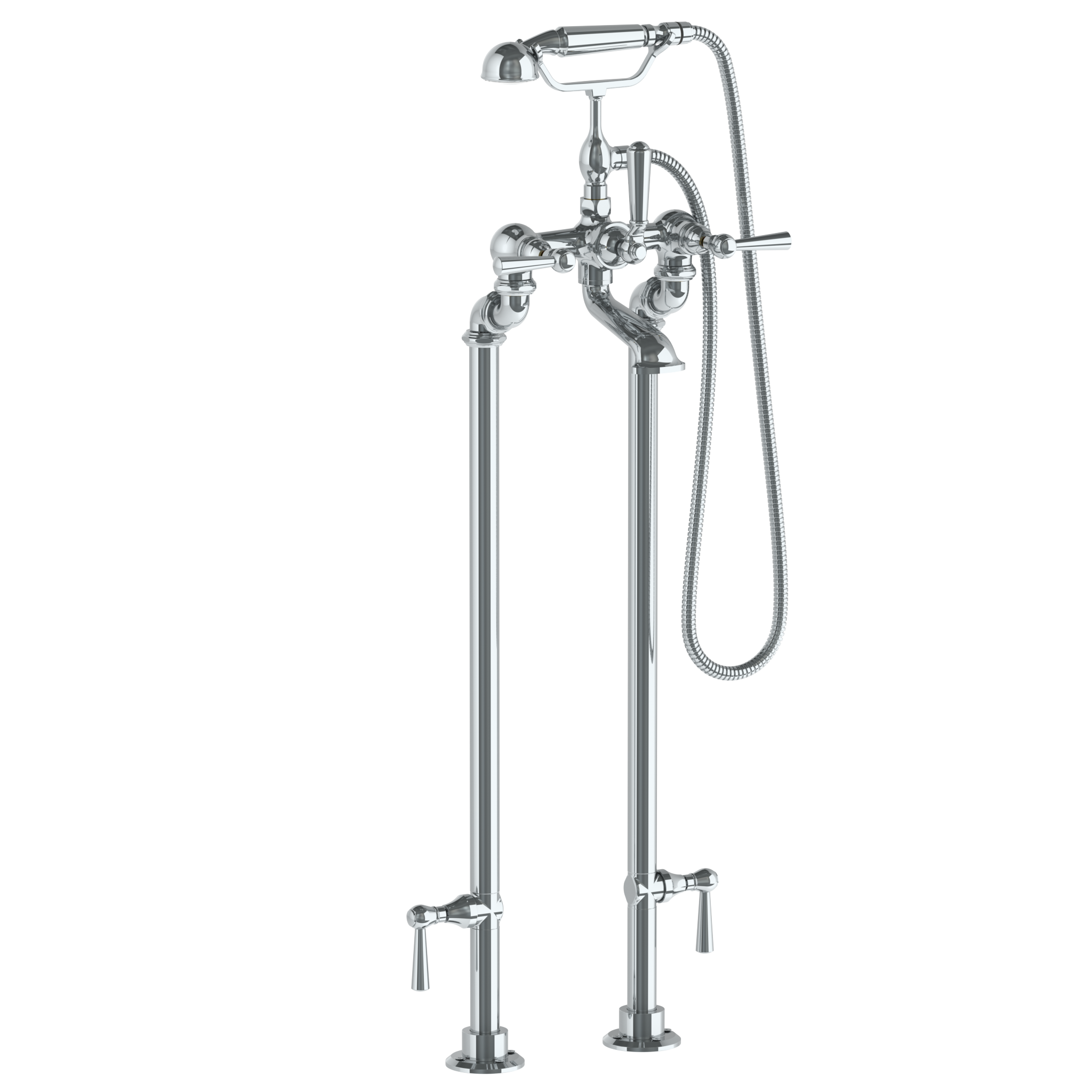 Floor Standing Bath Set With Hand Shower And Shut-Off Valves